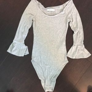 Super soft off the shoulder bell sleeve bodysuit